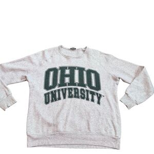 VTG Ohio University Sweatshirt Pullover Mens Small Gray Green NCAA